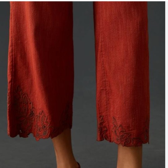 NWOT Anthropologie Embroidered Pants - Picture 5 of 9